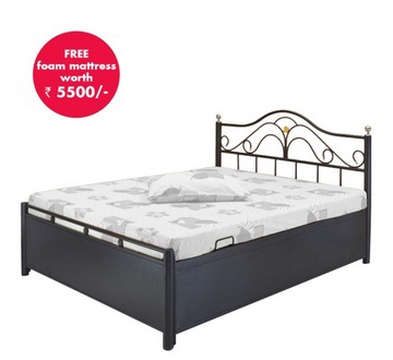 India Desire : Buy Double Bed Hydraulic Storage with Free Foam Mattress At Rs. 8999 Only From Snapdeal